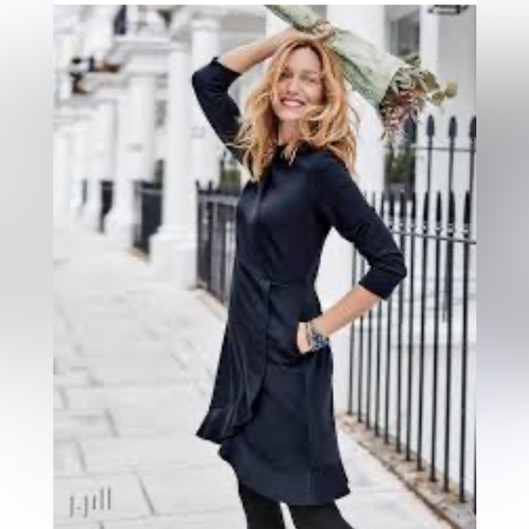 J.Jill Ponte Ruffle Navy Blue Dress. Size Small. - Picture 1 of 15